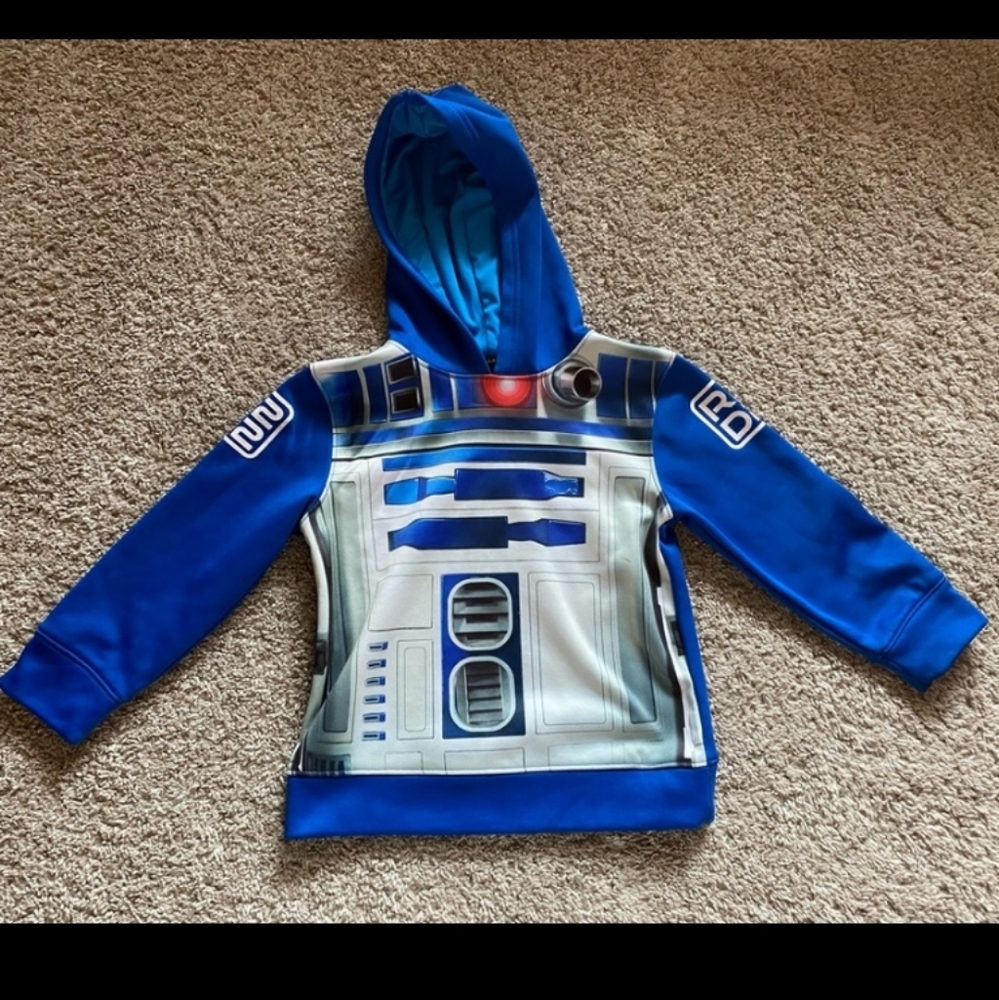 Kids Star Wars cute R2-D2 boys blue & white hoodie Size 5/6!